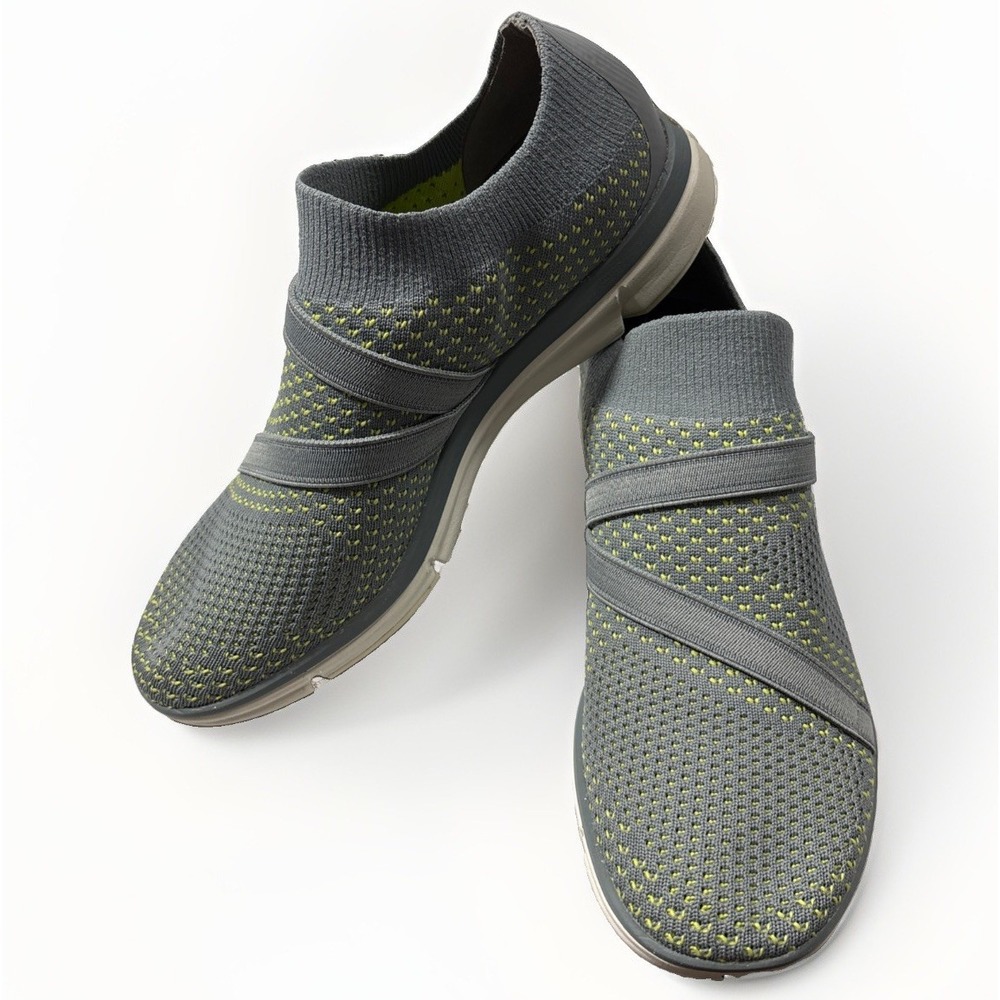 Merrell Zoe Sojourn Lace Knit Sneakers Gray Lime Green Slip On Walking Shoes 8